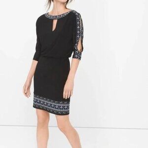 NEW White House Black Market Embroidered Blouson Dress